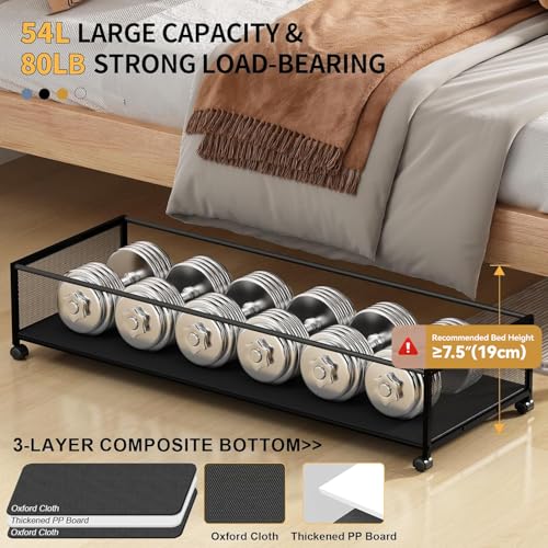 Black 36-Inch Under Bed Storage Containers with Wheels - 2 Pack