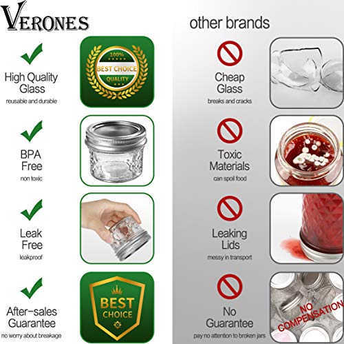 40 Pack Mason Jars with Lids - 4oz Canning Jelly Jars, Food Grade, Vintage Style