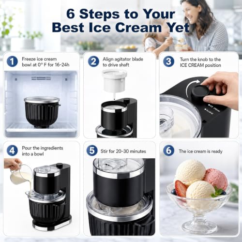 Coolcook 2-in-1 Ice Cream & Shaved Ice Machine, 2 Quart Capacity, Fast Frozen Desserts
