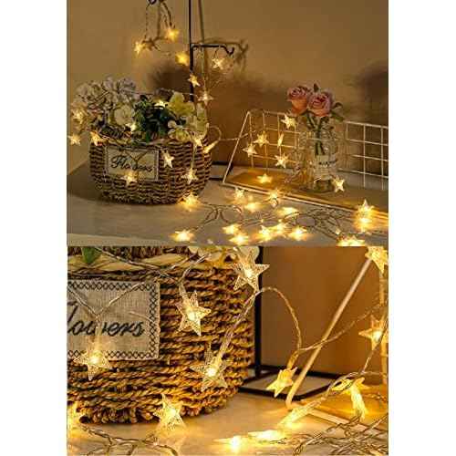 Star String Lights, Merdeco 20ft 40 LED USB Powered Star String Lights Warm White Fairy Lights for Birthday Party Wedding Christmas Home Decoration