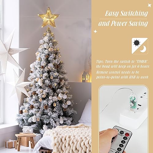 Roylvan 9.84in Christmas Tree Topper Gold with 8 Lighting Modes USB Powered