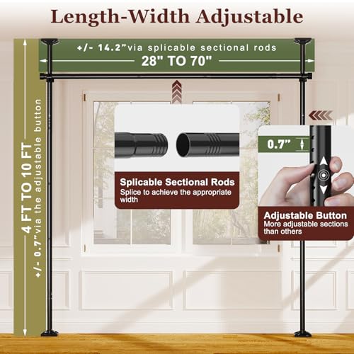 Goovilla Black Room Divider, 28-70 Inch Width, 4-10ft Height, No Curtains