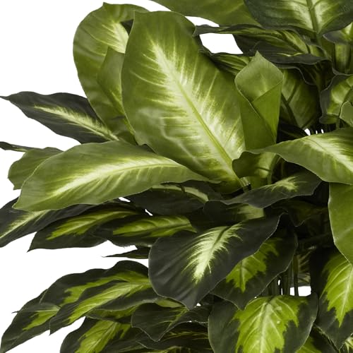 Artificial Golden Dieffenbachia Plant with Pot - Lifelike Indoor Faux Greenery