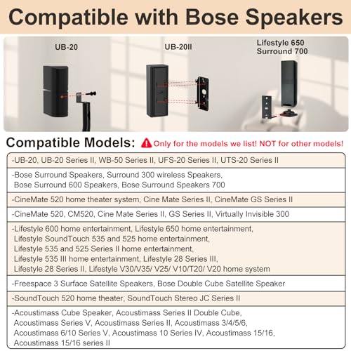 Height Adjustable Speaker Stand for Bose Speakers with Slideconnect Bracket