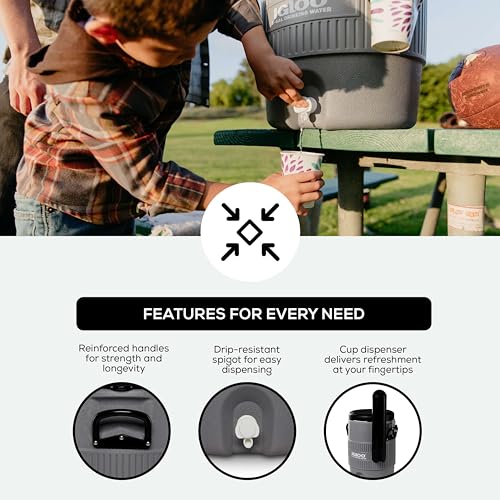 Igloo 5 Gallon Grey Insulated Cooler with Spout | Portable Beverage Dispenser