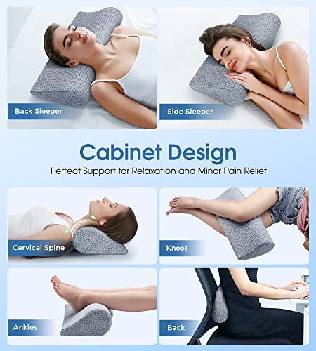 Grey Cervical Neck Pillow for Pain Relief Memory Foam Support - Travel & Office