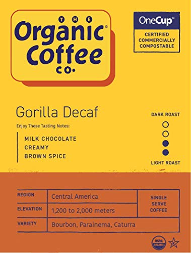 Organic Coffee Pods - Gorilla Decaf, 80 Ct, Compatible with Keurig 2.0, Medium Roast