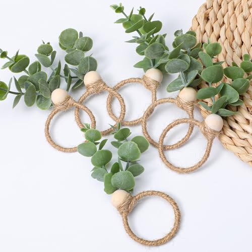30 Pcs Eucalyptus Leaf Napkin Rings Farmhouse Boho Decor for Spring Easter Wedding
