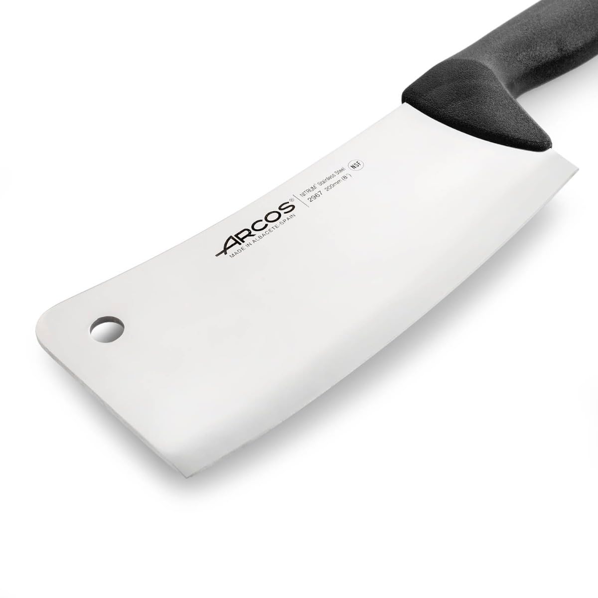 Arcos Cleaver Knife 8 Inch Nitrum Stainless Steel and 200 mm blade. Professional Butcher knife. Ergonomic Polypropylene Handle. Series 2900. Color Black