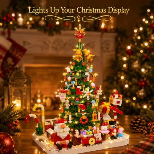 MYDOVA 2026 Christmas Tree Building Blocks Advent Calendar with Warm Light, 1250+ Pieces