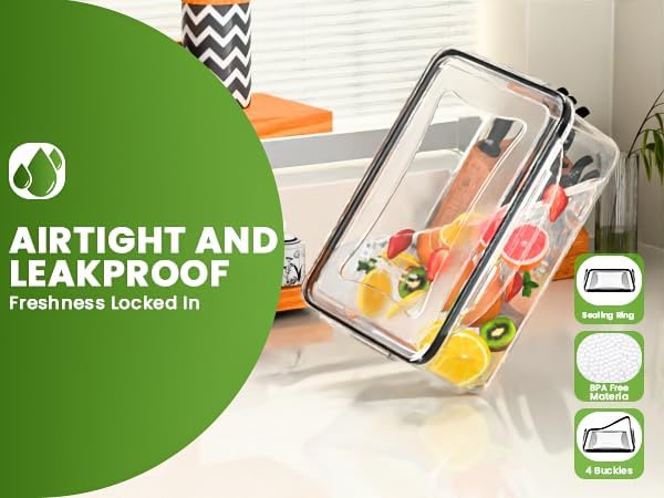 Skiennix Large Fruit Storage Containers - Airtight Plastic Food Storage with Removable Colander | 5 Pack