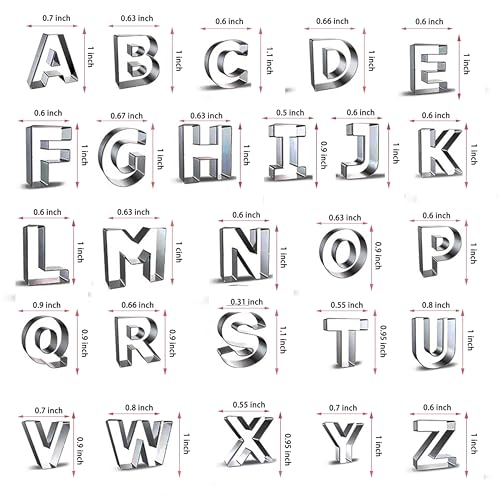 Yomfut Small-Letter Alphabet Cookie Cutter Set 26 Pcs Stainless Steel Baking Tools