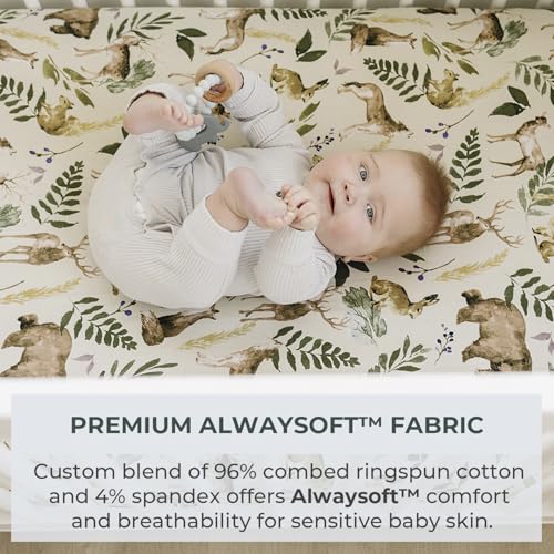 Wildlife Baby Crib Sheets 2-Pack - Soft Cotton Blend Fitted Bedding for Boys