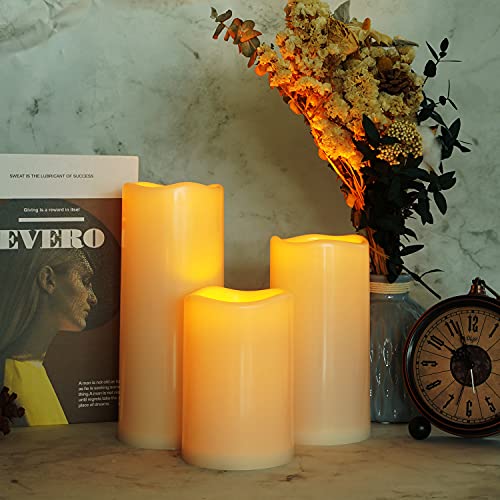 Outdoor Waterproof Flameless Candles Set - Ivory White 4x6/8/10 Inches with Remote & Timer