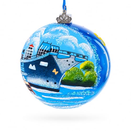 USS Midway Museum Glass Ball Christmas Ornament - Hand-Painted Holiday Decor