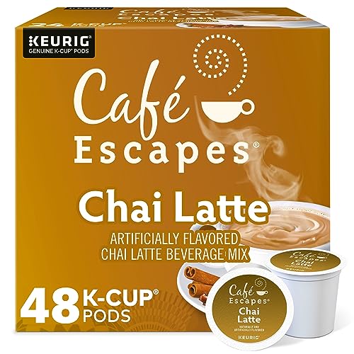 Chai Latte Tea Pods - 48 Count for Single-Serve Keurig Coffee Makers - Cafe Escapes Variation