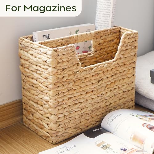 Wicker Magazine Basket Water Hyacinth Handwoven Storage Organizer