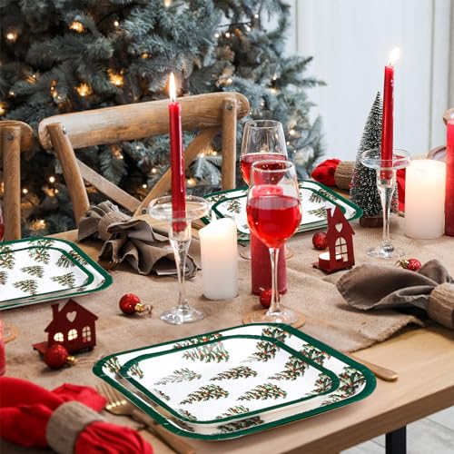 Layhit 80 Pcs Christmas Paper Plates 7 in 9 Xmas Disposable Square