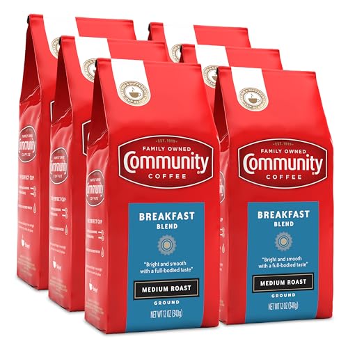Community Coffee Breakfast Blend Ground Coffee 72oz Pack of 6 - Medium Roast, 100% Arabica