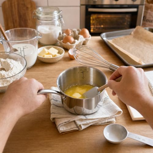 KC-Emier 0.5 Quart Silver Mini Sauce Pan with Lid, Stay-Cool Handle, All Cooktop