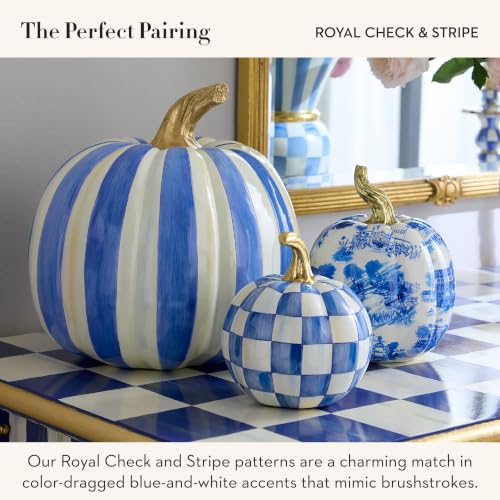 MacKenzie-Childs Resin Pumpkins Set Royal Check & Stripe Petite Autumn Decor
