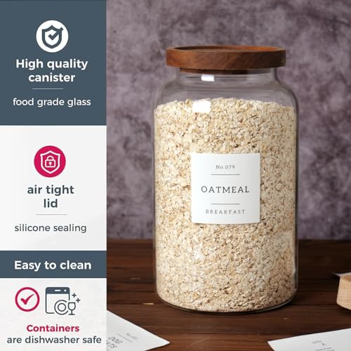 2800ml Glass Food Storage Jars with Airtight Lid, Spice & Cereal Container
