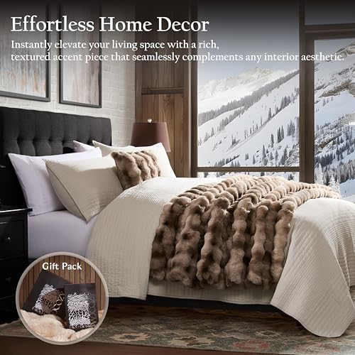 WDCOZY Deer Fawn Animal Print Bubble Throw Blanket 50x60 Inches Luxury Faux Fur
