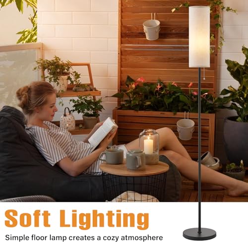 Beige 64-Inch Floor Lamp with 9W LED Bulb & Adjustable Color Temperature