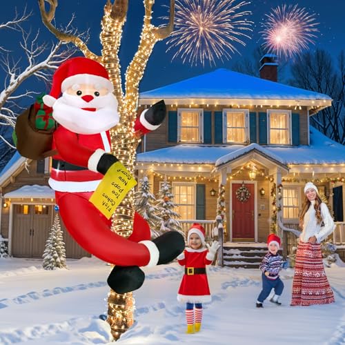 OurWarm 6 ft Christmas Inflatable Santa with Gift Bag • Built-in LED Lights