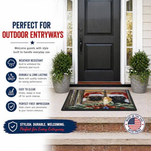 Pug Christmas Anticipation Doormat 24x36 Indoor Outdoor Rug - Low Pile, Non-Slip, Washable - Rectangular 2' x 3'