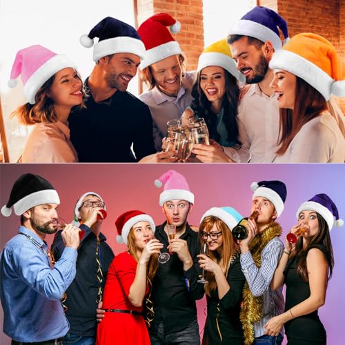 JaGely Multicolor Plush Santa Hat Gnome Hat Xmas Dwarf for Adults Men Women Holiday Party Supplies (9)
