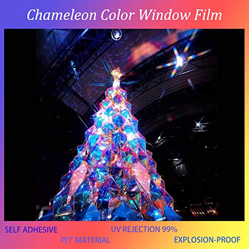 SUMAGITIN Holographic Window Film Cool Color 35.4in x 10ft adhesive chameleon rainbow effect
