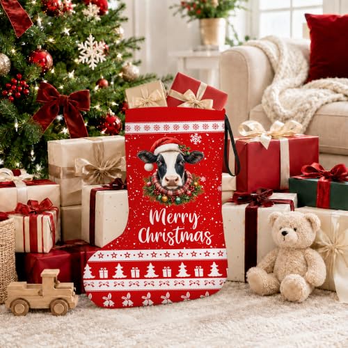 Cow Christmas Stockings - Festive Holiday Decor for Fireplace & Gifts