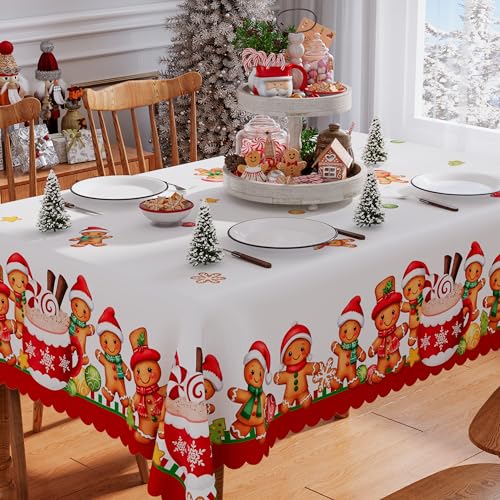 Siilues Christmas Tablecloth 60x104 Rectangular – Premium Polyester with Water-Resistant Finish
