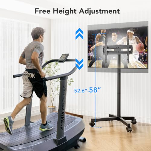 AX WABER Rectangular Mobile TV Stand for 23-60 Inch TVs, Height Adjustable, 88 lbs Capacity