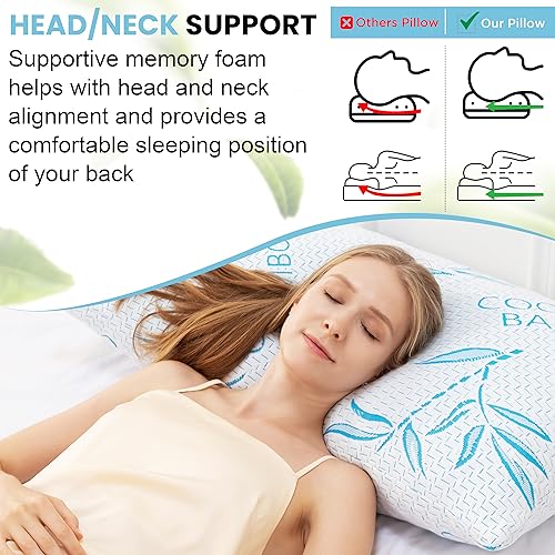 ComfySleep King Size Pillow 2 Pack – Adjustable, Cooling Shredded Memory Foam with Washable Cover