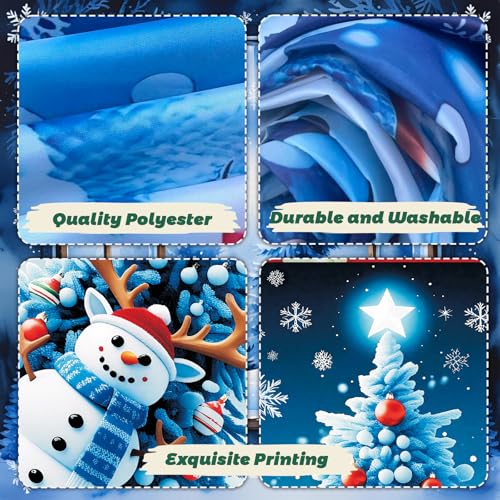 Blue 3-Piece Christmas Door Cover & Porch Banner Set – Merry Christmas Outdoor Indoor Decoration