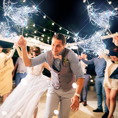 Simgoing Silver LED Lighted Wands 100 Pcs Wedding Party Streamers