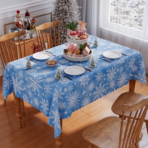 Siilues 60x120 inch Christmas Tablecloth Rectangular - Premium Polyester, Water-Resistant, Machine Washable