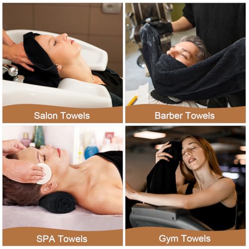 Orighty 48-Pack Salon Microfiber Towels 16x29 Inches Black for Hair & Spa Use