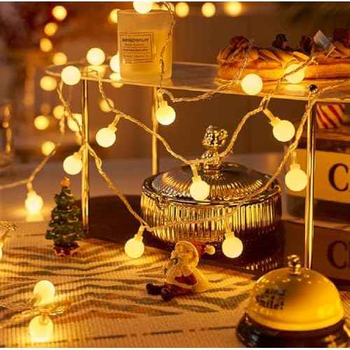 Globe String Lights, 10ft 20 LED USB Powered Globe Fairy String Lights Warm White for Birthday Party Wedding Christmas Home Decoration