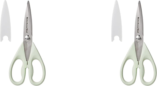 KitchenAid Kitchen Shears - Durable Stainless Steel Scissors with Soft Grip Handle | 8.72 Inch, Pistachio (Pack of 2)