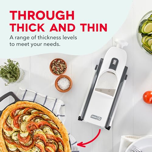 DASH Safe Slice® Mandoline Slicer Gray 30+ Presets, Foldable Food Prep Tool