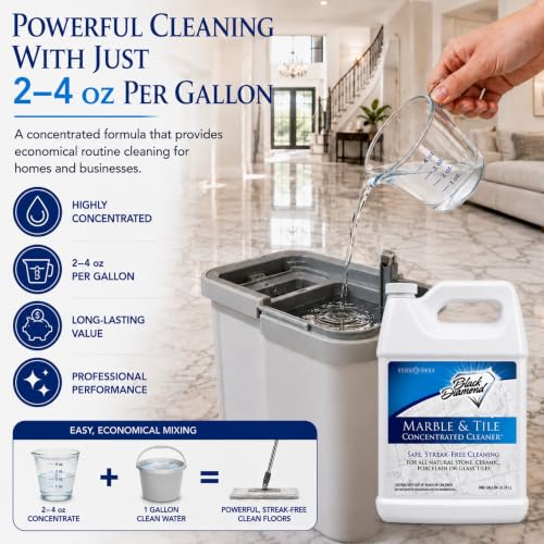 Black Diamond Stoneworks Marble & Tile Floor Cleaner Concentrate - 128 Fl Oz Pack of 4