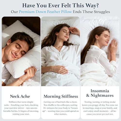 Luxury Hungarian Goose Down Pillow 2 Pack - Supportive & Soft for Sleepers