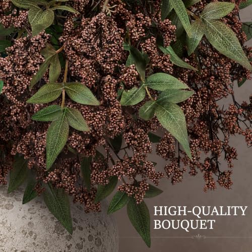 Dark Brown Nandina Berry Stems for Floral Arrangements - 4 Pack, 34 Inches - Variation: Brown