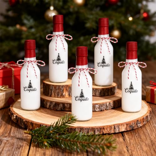Sieral 12 Pcs Christmas Glass Coquito Wine Bottle with Lid 5 oz,