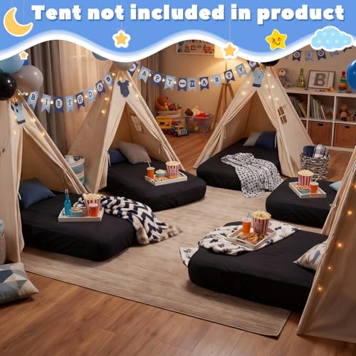 Kids Air Mattress Set with Fitted Sheet - Black, 4 Pack - Portable Sleepover Bed