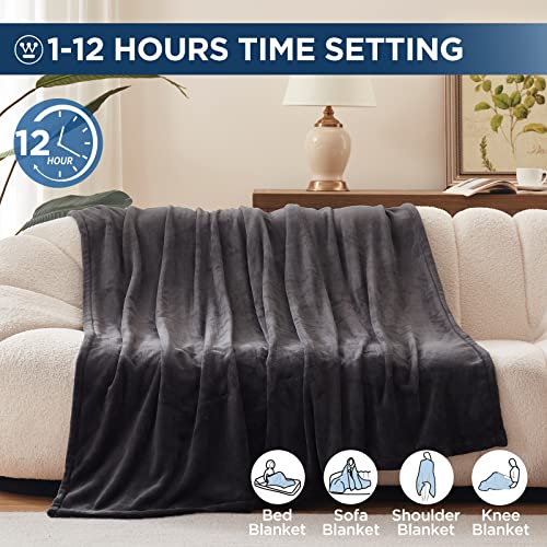 Westinghouse Full Size Electric Blanket Charcoal 80 x 84 with Overheat Protection