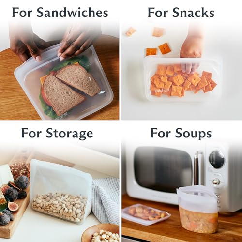 Reusable Silicone Food Storage Bags 4-Pack Starter Kit - Clear